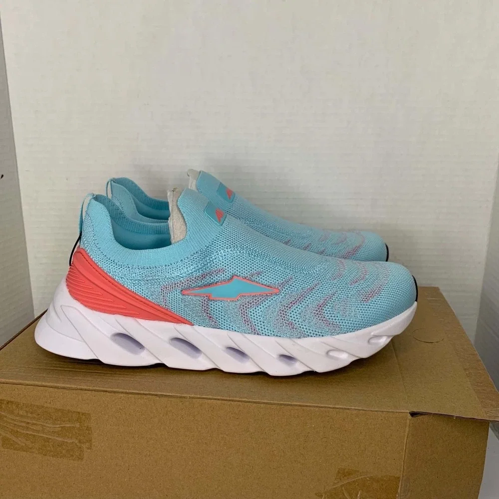 New Girl's Big Kids Avia Easy On Off Memory Foam Athletic Shoes Teal Pink Size 6